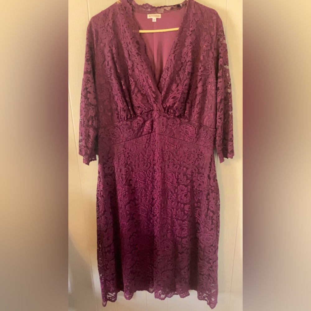 Kiyonna Size 2x burgundy lace dress